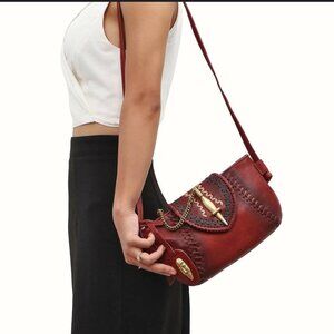 Hidesign Boho Women's Swala 04 Red Stitched Leather crossbody Sling Bag